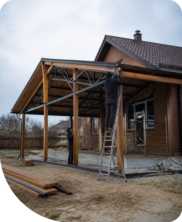Пристройка навеса к дому и участку в Соколе под ключ